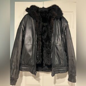 Vintage Saks Leather and Fur Coat